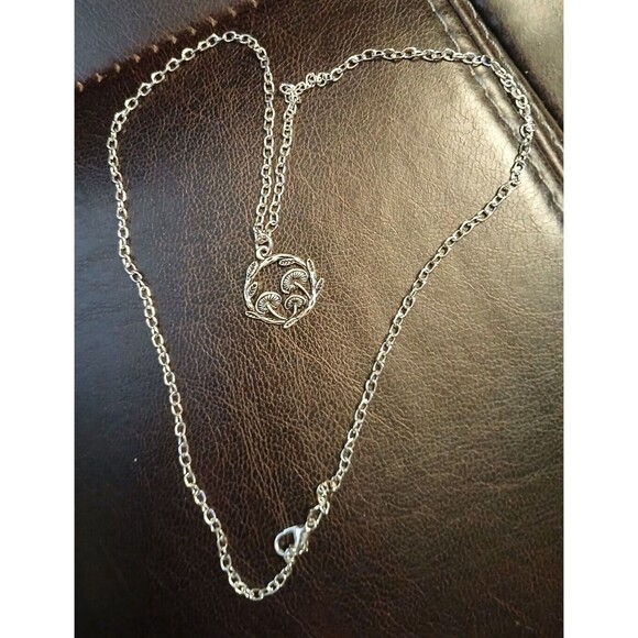 Silver Plated Circle Mushrooms Necklace Fantasy Mushroom - Picture 5 of 9